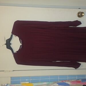 Burgundy Knox Rose XXL Longsleeve Midi Dress